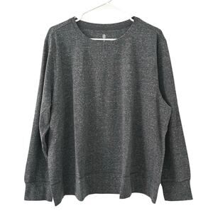 Ideology Women's Crew Neck Charcoal Gray Long Sleeve Pullover Top 2X Plus New